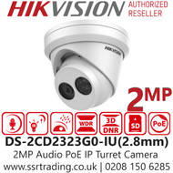 Hikvision 2MP Audio Outdoor PoE IP Turret Camera - 2.8mm Lens - Built-in Mic - DS-2CD2323G0-IU