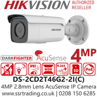 Hikvision 4MP AcuSense DarkFighter Outdoor PoE IP Bullet Camera - 2.8mm Lens - 60m IR Range -DS-2CD2T46G2-2I(2.8mm) (C )