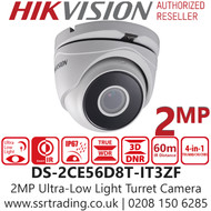 Hikvision 2MP Ultra Low Light 4-in-1 Outdoor TVI Turret Camera - 2.7-13.5mm Motorized Varifocal Lens -  60m IR Distance - DS-2CE56D8T-IT3ZF(2.7-13.5mm)