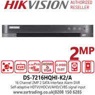 Hikvision DS-7216HQHI-K2/A  16 Channel 2MP 2 SATA 16Ch Alarm DVR - HDTVI/HDCVI/AHD/CVBS 