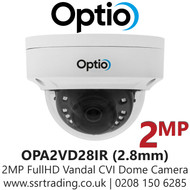 2MP Outdoor Full HD1080p Nightvision Vandalproof CVI Dome Camera - 2.8mm Lens - 30m IR Range - OPA2VD28IR