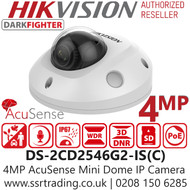 Hikvision 4MP IP PoE AcuSense DarkFighter Mini Dome Camera, 30m IR Range - Built in MIC - DS-2CD2546G2-IS(C) (2.8mm)
