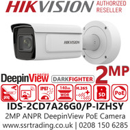 Hikvision 2MP Motorized Varifocal Licence Plate Recognition PoE IP Camera with Wiegand Interface & Audio - 100m IR Range - IDS-2CD7A26G0/P-IZHSY (8-32mm)