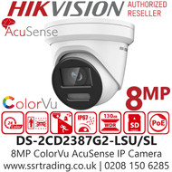 Hikvision 8MP PoE ColorVu Two Way Audio Turret - DS-2CD2387G2-LSU/SL (2.8mm)