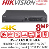 Hikvision 32 Channel 32CH 8MP HDMI 4K DVR - DS-7332HUHI-K4