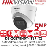 Hikvsion 5MP 2.8mm Lens 4-in-1 Turret Camera 40m EXIR - DS-2CE78H0T-IT3F