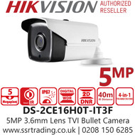 Hikvision 5MP 3.6mm 40m IR EXIR Bullet Camera - DS-2CE16H0T-IT3F