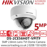 Hikvision 5MP 2.8mm 20m Indoor Vandal Camera - DS-2CE56H0T-VPITF