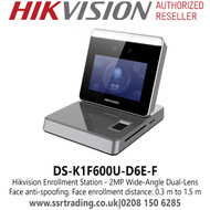 Hikvision DS-K1F600U-D6E-F Enrollment Station  - 3.97-inch LCD touch screen for face recognition, parameters configuration, live view