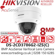 Hikvision - IP PoE AcuSense 8MP Varifocal Lens Darkfighter Dome Camera with IR - DS-2CD3786G2-IZS(C) (2.7-13.5mm)