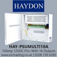 HAYDON CCTV Power Supply 10 Amp 12VDC PSU with upto 16 outputs - HAY-PSUMULTI10A