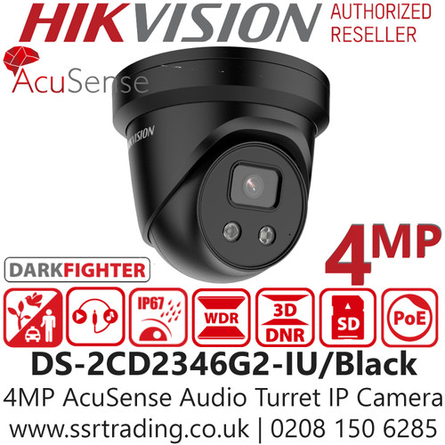 Hikvision DS-2CD2346G2-IU/Black 4MP IP PoE AcuSense Darkfighter Built ...