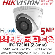 Hilook - 5MP Outdoor IP PoE Turret Camera - 2.8mm Lens - IPC-T250H