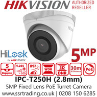 Hilook 5MP Outdoor IP PoE Turret 5MP CCTV Camera - 2.8mm Lens - IPC-T250H
