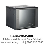 All-Rack Wall Mount Data Cabinet 6U 600mm Wide X 450mm Deep Black, Data Rack, Network Cabinet