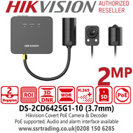 Hikvision 2MP Covert IP PoE Camera - Audio and Alarm Interface Available - DS-2CD6425G1-10 (3.7mm)