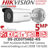 Hikvision - 5MP AcuSense Darkfighter Built in Mic Outdoor PoE IP Bullet Camera - DS-2CD3T56G2-4IS(4MM) (C)
