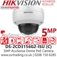 Hikvision - 5MP  IP PoE AcuSense Darkfighter 2.8mm Lens Dome Camera with IR & Built-in mic - DS-2CD3156G2-ISU(2.8MM) (C)