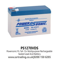 Powersonic 12V 7Ah VRLA Battery -  Multipurpose Rechargeable Sealed Lead Acid Battery - PS1270VDS