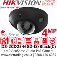 Hikvision DS-2CD2546G2-IS(2.8mm)(C)(Black) 4MP IP PoE AcuSense Darkfighter Built-in Mic Fixed Lens Black Mini Dome Network Camera 