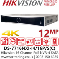 Hikvision DS-7716NXI-I4/16P/S(C) 16 Channel 12MP 16Ch PoE NVR - 4-Ch False Alarm 