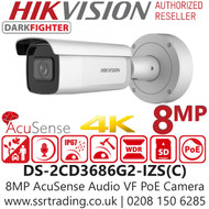 Hikvision - 8MP IP PoE AcuSense Darkfighter Audio Varifocal Bullet Network Camera - DS-2CD3686G2-IZS(C) (2.7-13.5mm)