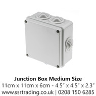 Junction Box Medium White 11cm x 11cm x 6cm / 4.5"x 4.5" x 2.3"