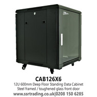 Floor Standing Data Cabinet, 12U 600mm (w) X 600mm (d) - CAB126X6