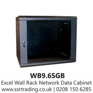 Excel Environ - WR600 Wall Rack Network Data Cabinet 9U WxD 600mm x 600mm Black - WB9.6SGB