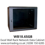 Excel Environ - WR600 Wall Rack Network Data Cabinet 18U WxD 600mm x 600mm Black - WB18.6SGB