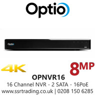 16 Channel 8MP 16Ch NVR - 2 SATA - 16 PoE -H.265 Smart Codec – Efficient Compression - OPNVR16