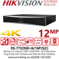 Hikvision 32-Ch 1U 16 POE AcuSense 4K NVR - DS-7732NXI-I4/16P/S(C) 