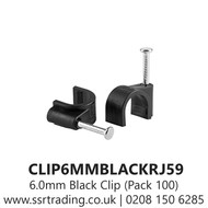 6.0mm Black Cable Clip (Pack 100) - CLIP6MMBLACKRJ59