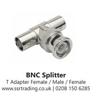 BNC T-Shape Signal Splitter Female / Male / Female
