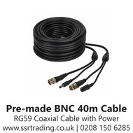 Pre Made 40M HD BNC RG59 2 Core Video Power Coax Cable CAB HD-40M 