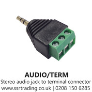 Stereo audio jack to terminal connector. No More Cutting and soldering, Professional for CCTV installers - AUDIO/TERM
