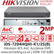 iDS-7204HQHI-K1/2S(B) Hikvision 4 Channel 1080p 1U H.265 AcuSense DVR