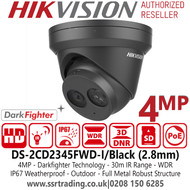DS-2CD2345FWD-I/Black Hikvision 4MP Outdoor Darkfighter Black Network IP Turret CCTV Camera, 2.8mm Fixed Lens, 30m IR Range