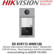 DS-KV8113-WME1(B) Hikvision Video Intercom Villa Door Station - Standard PoE - 2MP HD Camera - Noise Suppression and Echo Cancellation