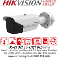 Hikvision - DS-2TD2138-7/QY Anti-Corrosion Thermal Network PoE Bullet Camera with 6.5mm Fixed Lens