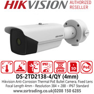 Hikvision - DS-2TD2138-4/QY Anti-Corrosion Thermal Network PoE Bullet Camera with 4mm Fixed Lens