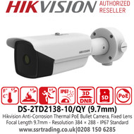 Hikvision - DS-2TD2138-10/QY Anti-Corrosion Thermal Network PoE Bullet Camera with 9.7mm Fixed Lens