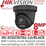 DS-2CD2387G2-LU/Black(C) Hikvision 4K 8MP IP PoE ColorVu Audio AcuSense Turret Camera - 2.8mm Lens 