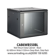 CAB6WB550BL Wall Mount Data Cabinet 6U 600mm Wide X 550mm Deep Black, Data Rack, Network Cabinet  