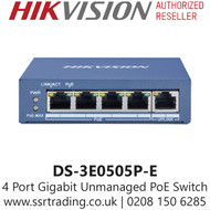 Hikvision 4 Port Gigabit Unmanaged PoE Switch - DS-3E0505P-E  
