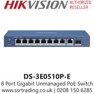 Hikvision 8 Port Gigabit Unmanaged PoE Switch - DS-3E0510P-E