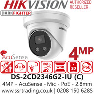 Hikvision 4MP PoE IP AcuSense Darkfighter Audio Turret Camera - DS-2CD2346G2-IU(2.8mm)