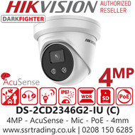 Hikvision 4MP Outdoor PoE IP AcuSense Darkfighter Audio Turret Camera - DS-2CD2346G2-IU (4mm)