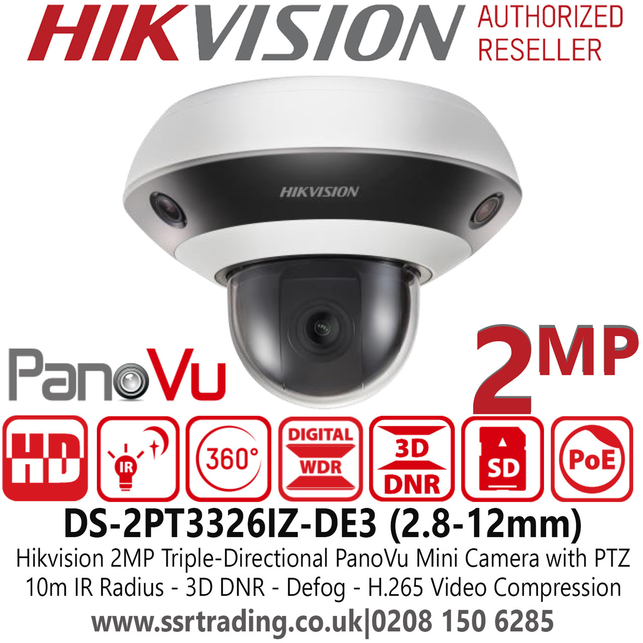 Hikvision 2MP PanoVu Mini Series IP PoE PTZ Camera - DS-2PT3326IZ-DE3 ...