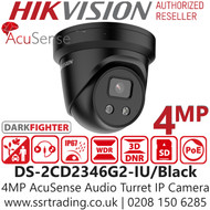 Hikvision 4MP IP PoE AcuSense Darkfighter Audio Black Turret Camera - DS-2CD2346G2-IU/(2.8mm)